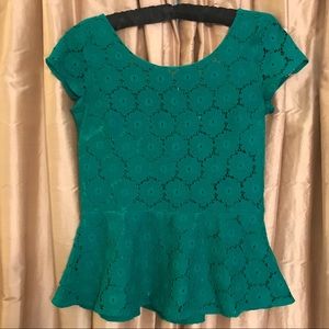 Green Lace Peplum Top